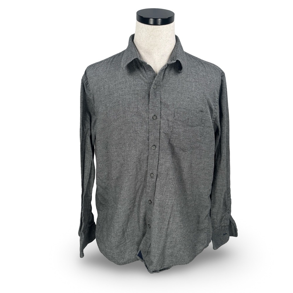 UNTUCKit Mens XL Gray Cotton Long Sleeve Button Flannel‎ Shirt Pocket Heather